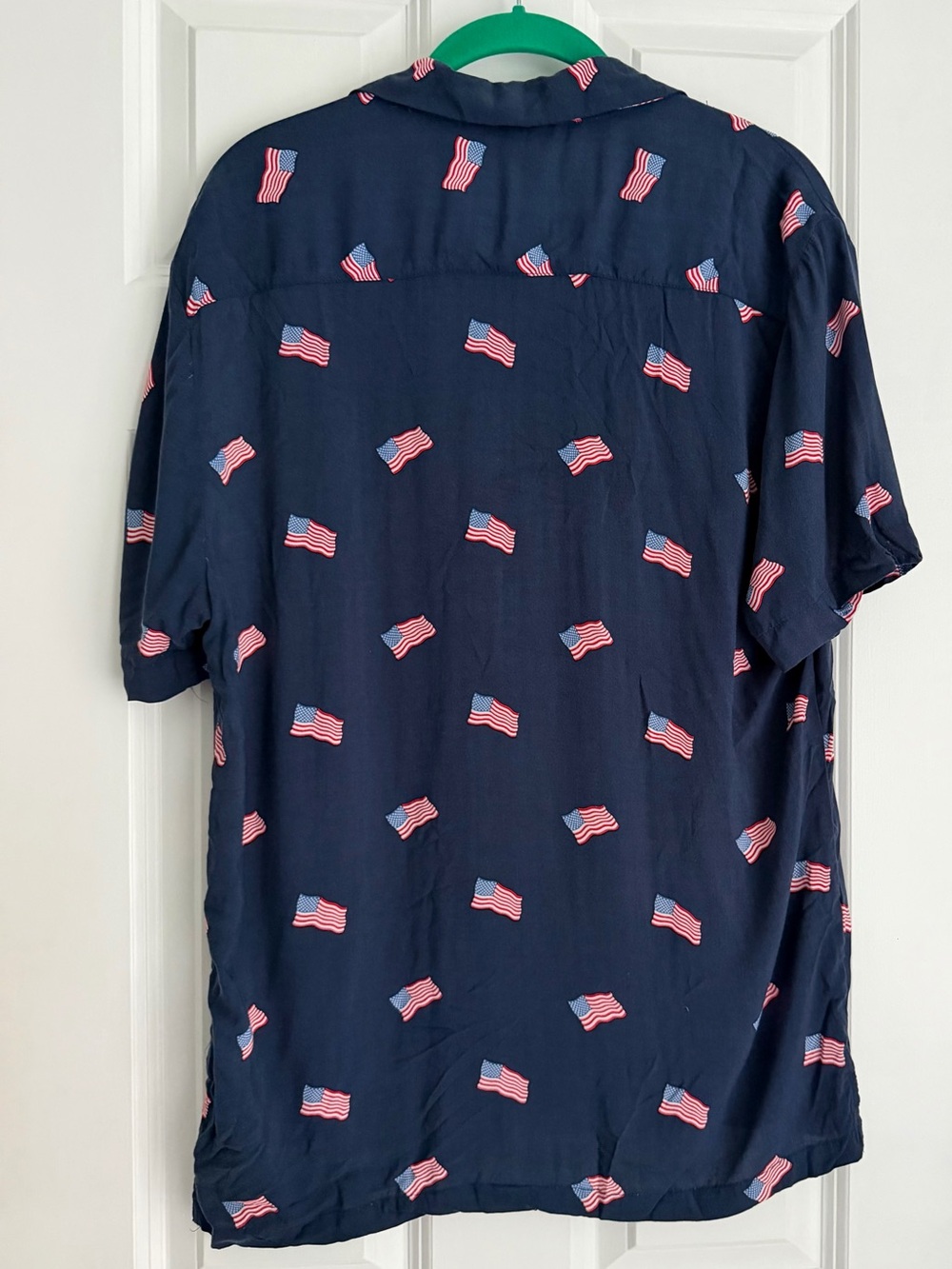 Denim & Flower Mens Summer Shirt Short Sleeve Button Up American Flag Sz Large - Picture 2 of 9